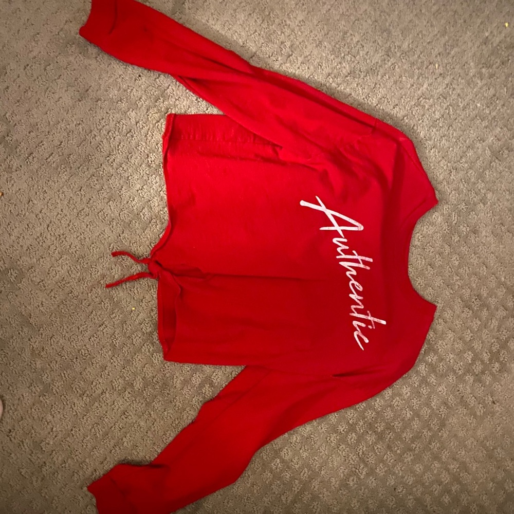 red cropped hoodie